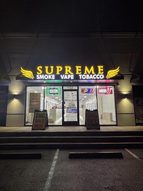 SUPREME SMOKE OPEN 24 HOURS & VAPE & KRATOM & THC & HOOKAH & CIGARS & GLASS PIPES & CBD & TATTOO SUPPLIES